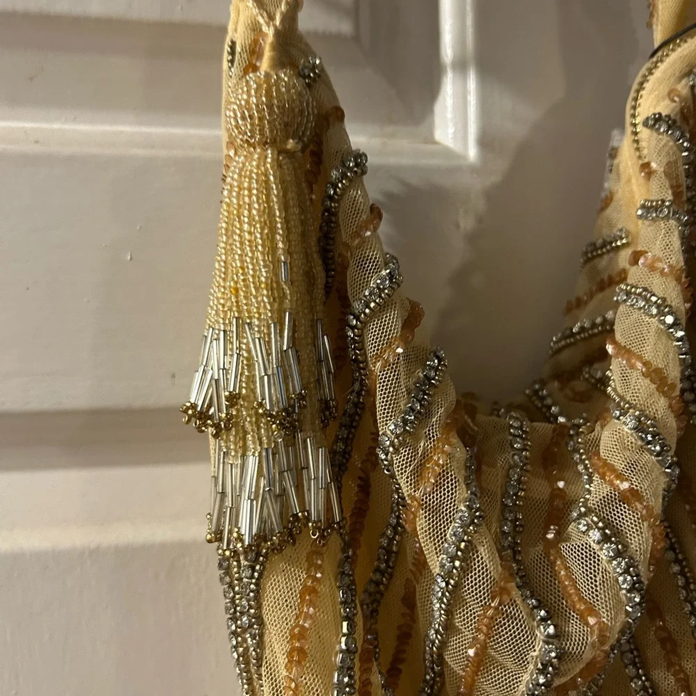 Zara Yellow Beaded Hobo with Tassel - Picture 2 of 4